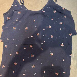 Cabi Women’s Navy Blouse – Floral Accent Pattern – Size M – NWOT